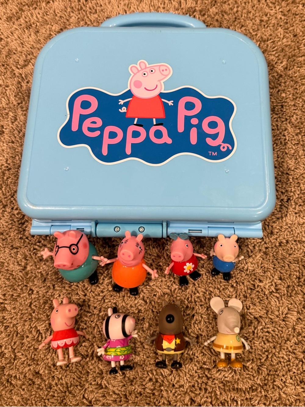 Peppa Pig Alphabet Learning Case + 8 Character Figures Toy Lot